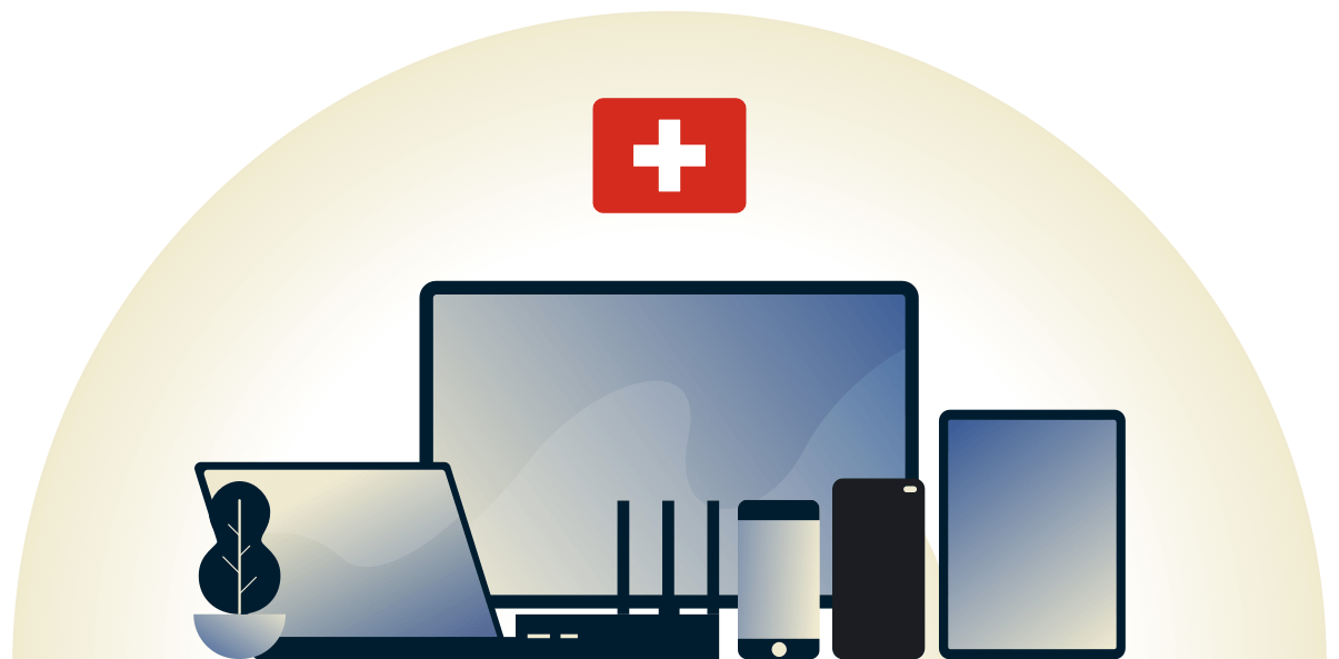 Switzerland VPN protegendo uma variedade de dispositivos.